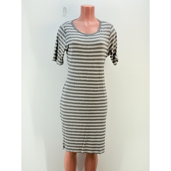 NEW LuLaRoe Julia Dress Large Color Gray  Light/Dark Stretch Knee Length Comfy - Picture 1 of 17